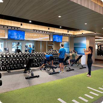 Four individuals using Mayo Clinic training facilities.