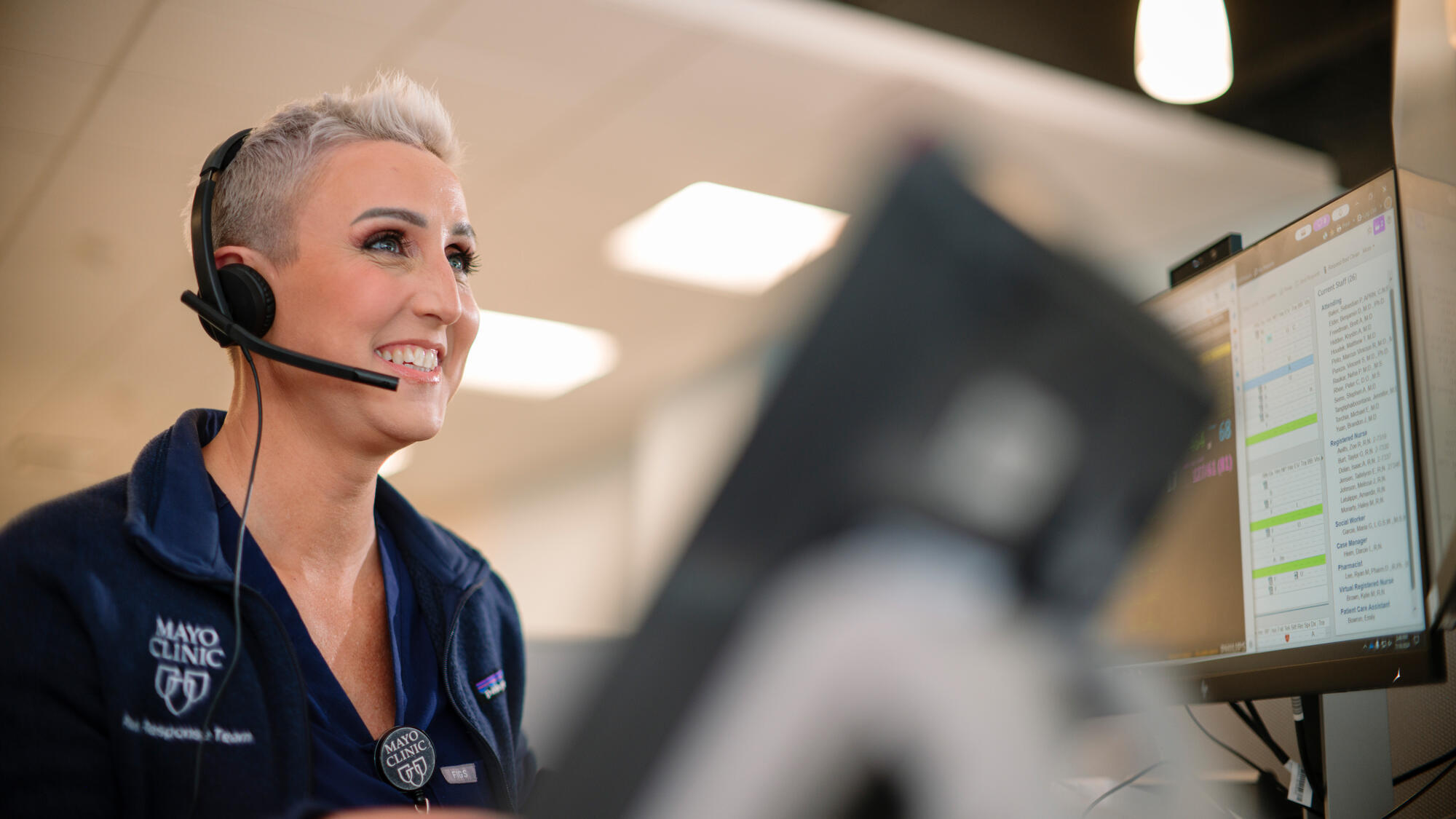 Mayo Clinic representative providing appointment support to a patient over the phone.
